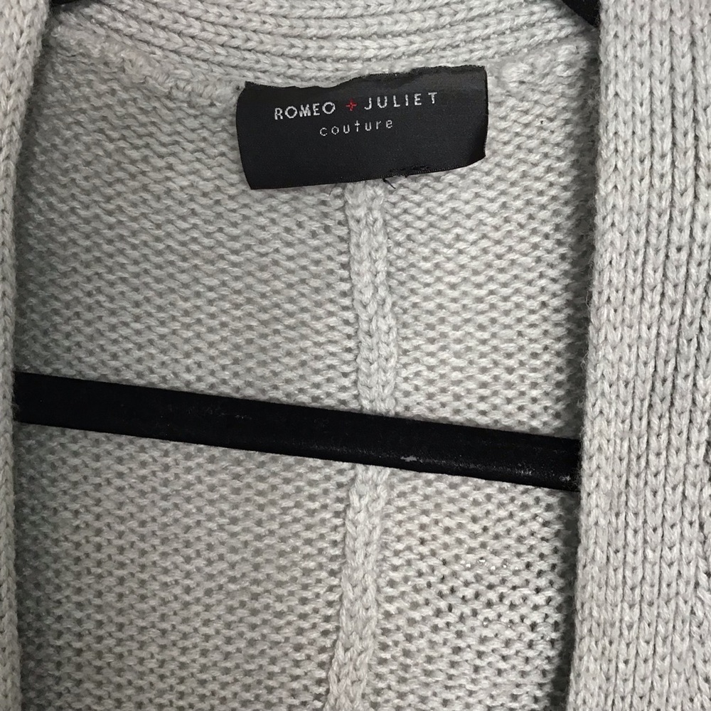 Romeo & Juliet Couture. Woman’s Cardigan Long. Grey & Dark Grey on Sleeves. NBT